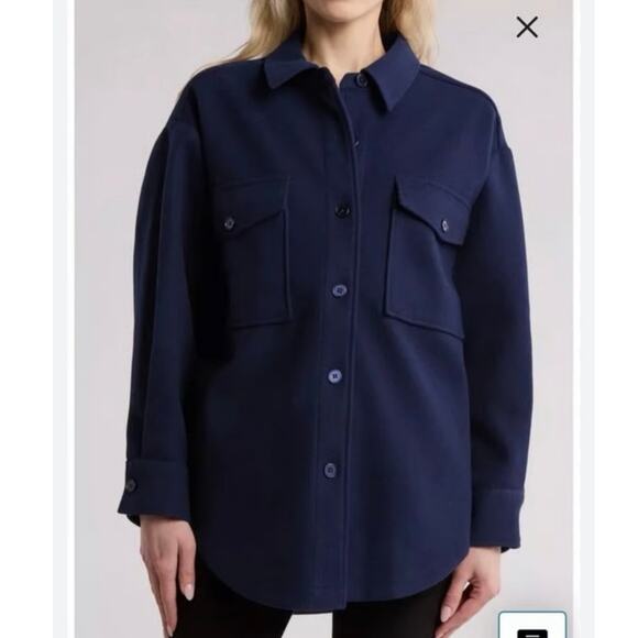 NWT Good American Longline Shacket in Ink Blue SZ 00/0 - Picture 1 of 5